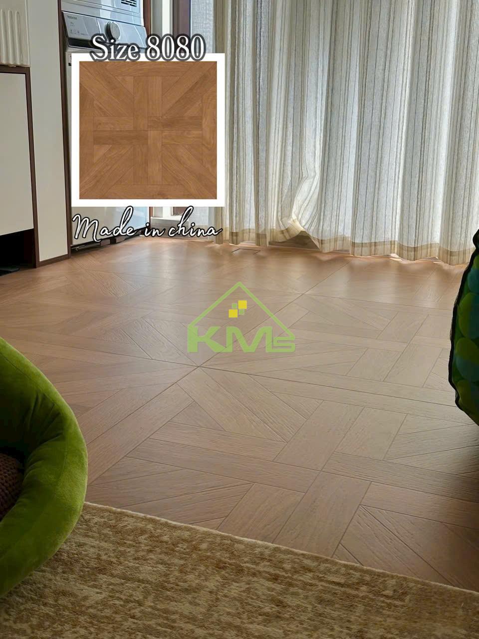 Gạch Vân Gỗ 80x80cm Xương Cá Nhập Khẩu F012 Gạch Lát Nền Phòng Ngủ